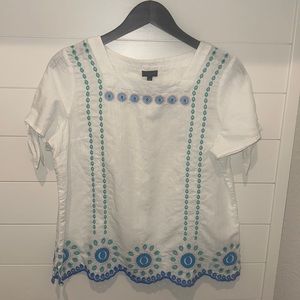 Talbots Linen Top with Embroidery Details | MP | Like New